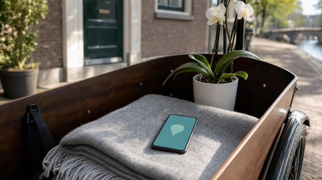 Praktijkmanager vult de vragensectie van het bedrijfsprofiel in op een laptop bij de receptie