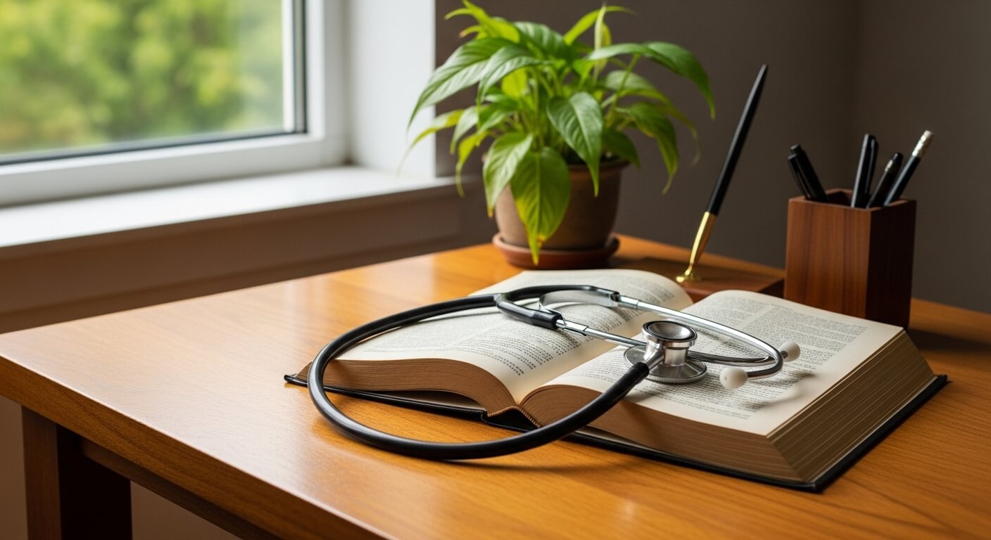 Huisartsenpraktijk ontvangstruimte met warme sfeer