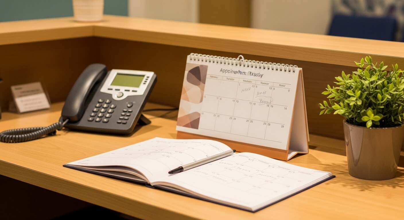 Wachtruimte van een huisartsenpraktijk met stoelen en informatieposters