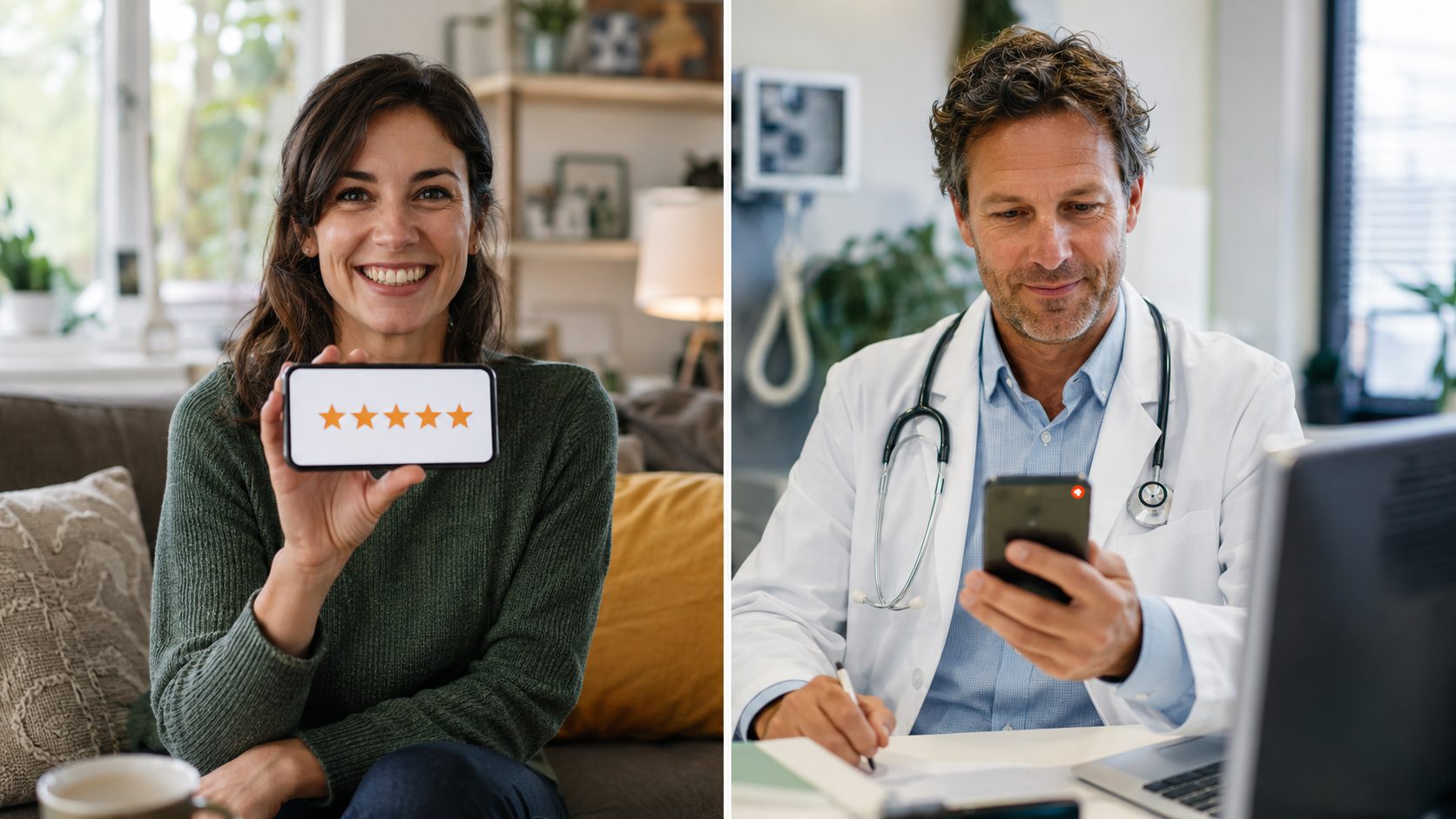 Klant geeft 5-sterren review, huisarts ontvangt notificatie